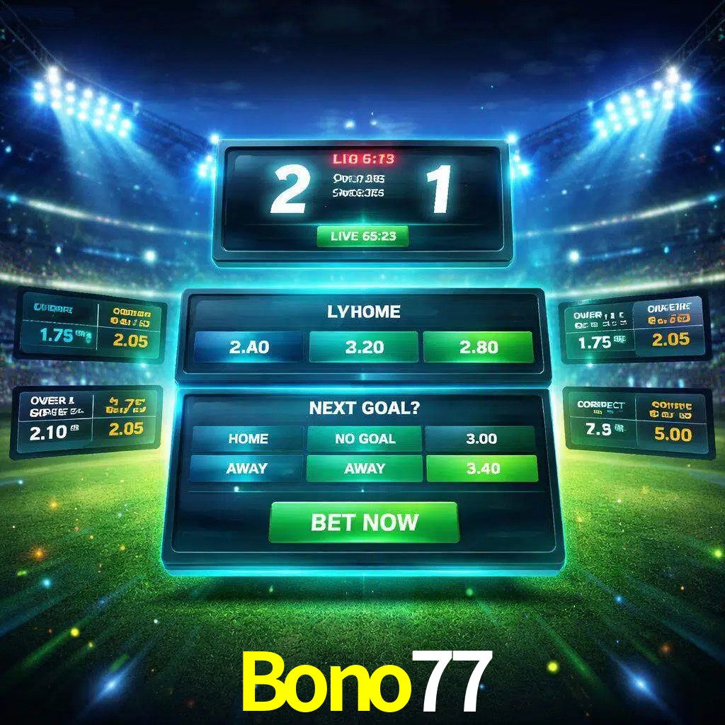 Vista de apuestas en vivo Bono77 durante un partido en curso