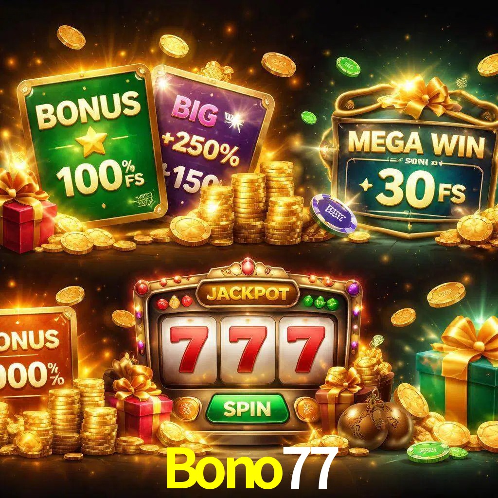 Tipos de bonos Bono77 incluyendo recompensas de bienvenida y promociones continuas